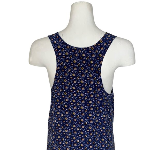 Tory Burch Silk Floral Slip Dress M Navy Blue Sleeveless Mini Scoop Neck Resort - Picture 8 of 10